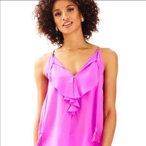Lilly Pulitzer Tops - Lilly Pulitzer Silk tank with tassels - pink - sm
